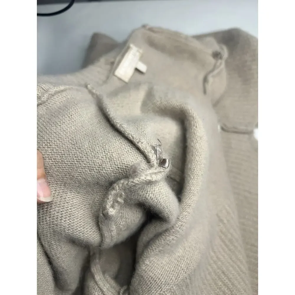 Benedetta B Merino Cashmere Open Front Cardigan Medium Taupe